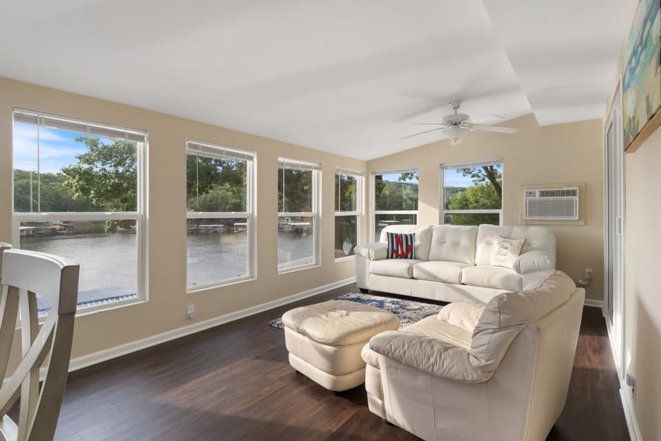 Living room, Seating area, Lake view