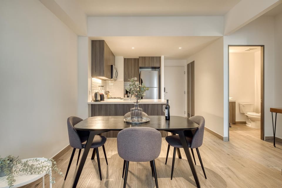 Kitchen or kitchenette, Living room, Dining area