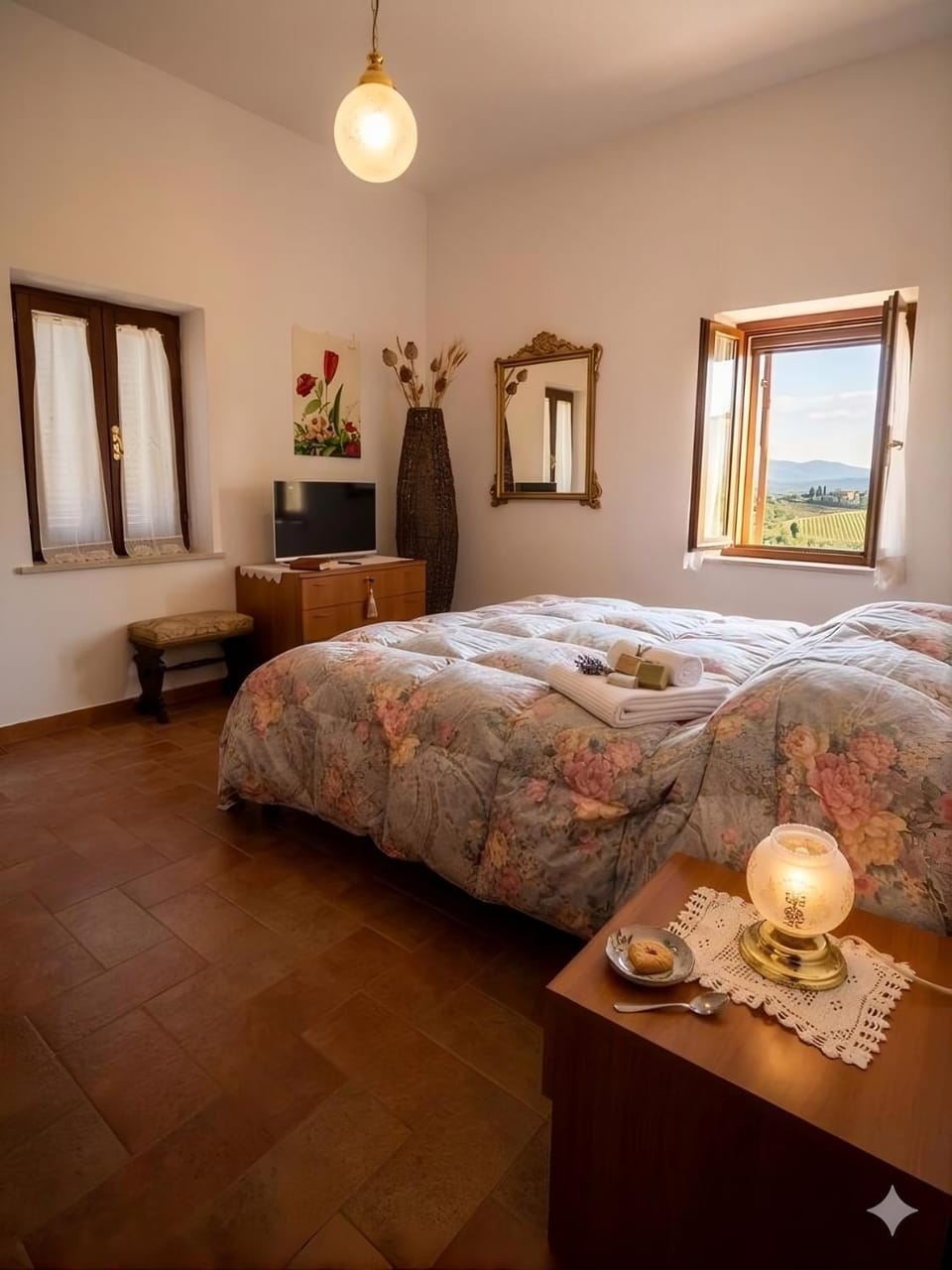 Bed, TV and multimedia, Photo of the whole room, Bedroom, towels