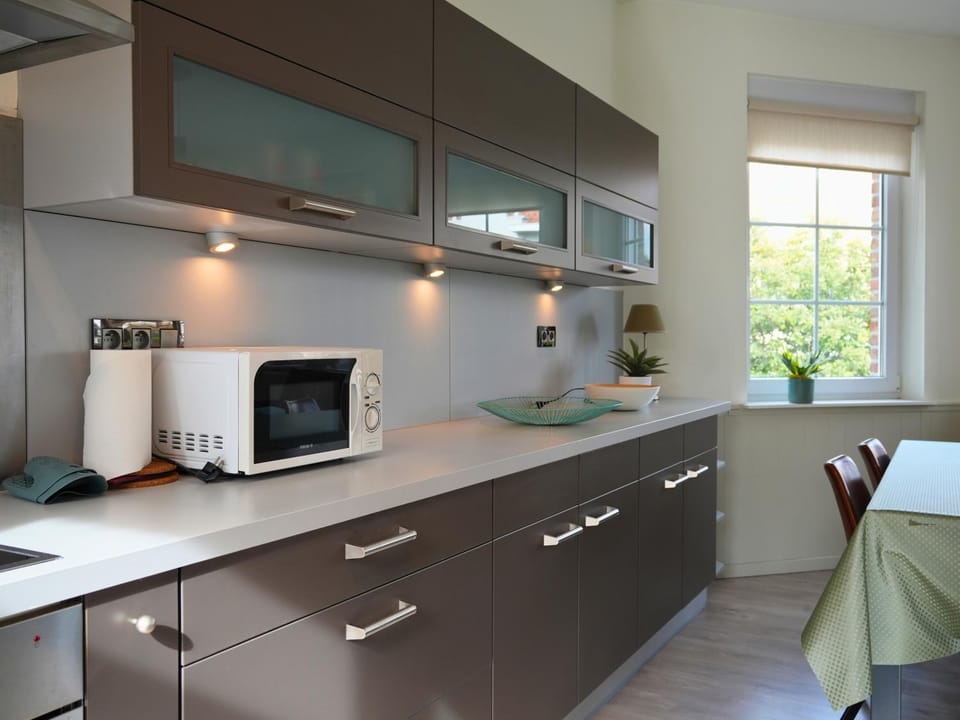 Kitchen or kitchenette, stove