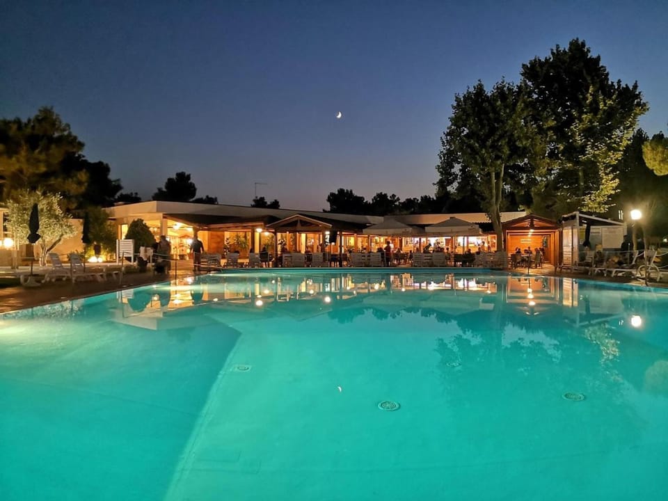 Night, Pool view, Swimming pool, Swimming pool