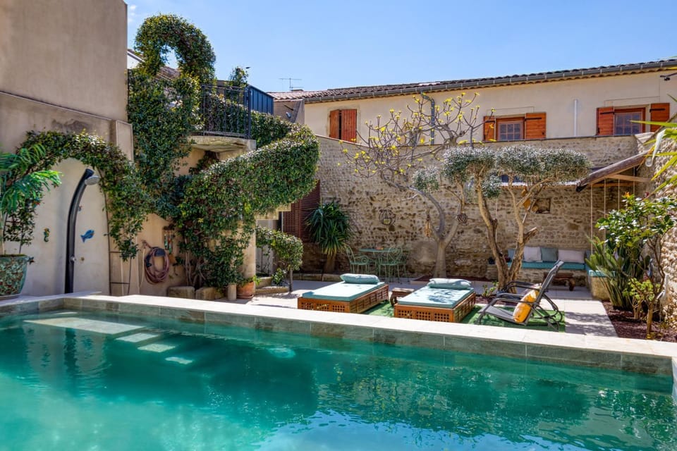 Property building, Living room, Swimming pool