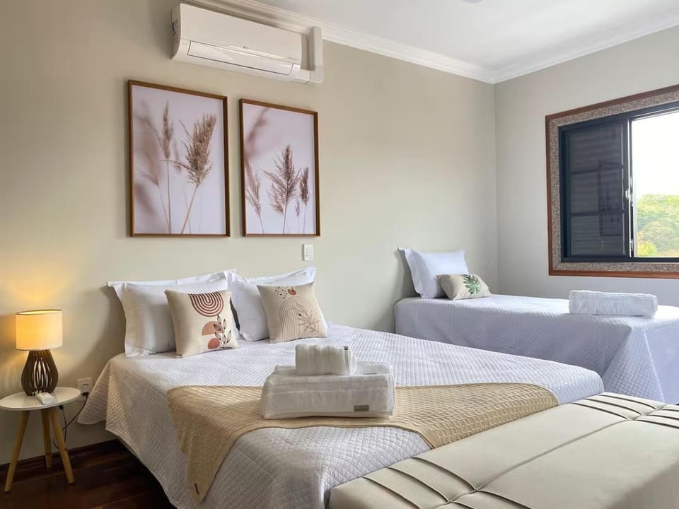 Bed, Bedroom, towels, air conditioner