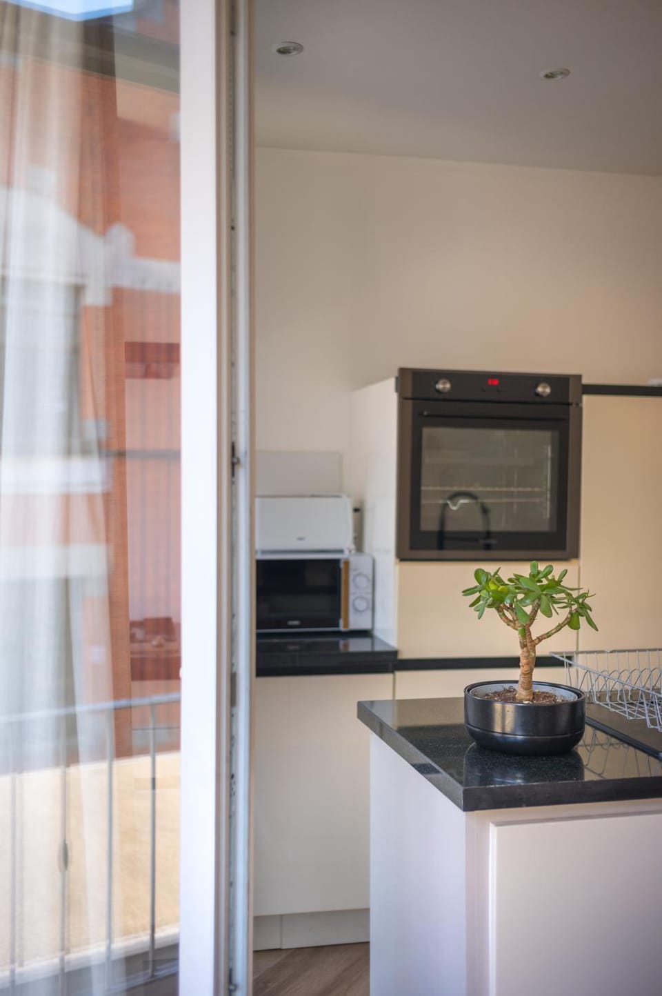 Kitchen or kitchenette, stove