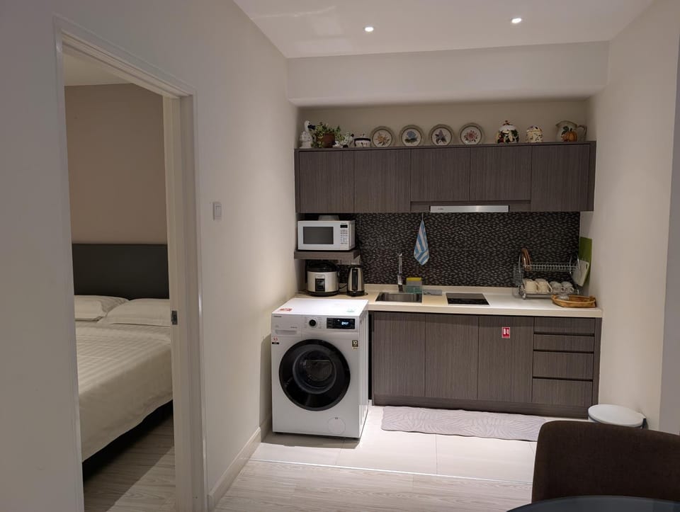 Kitchen or kitchenette, washing machine