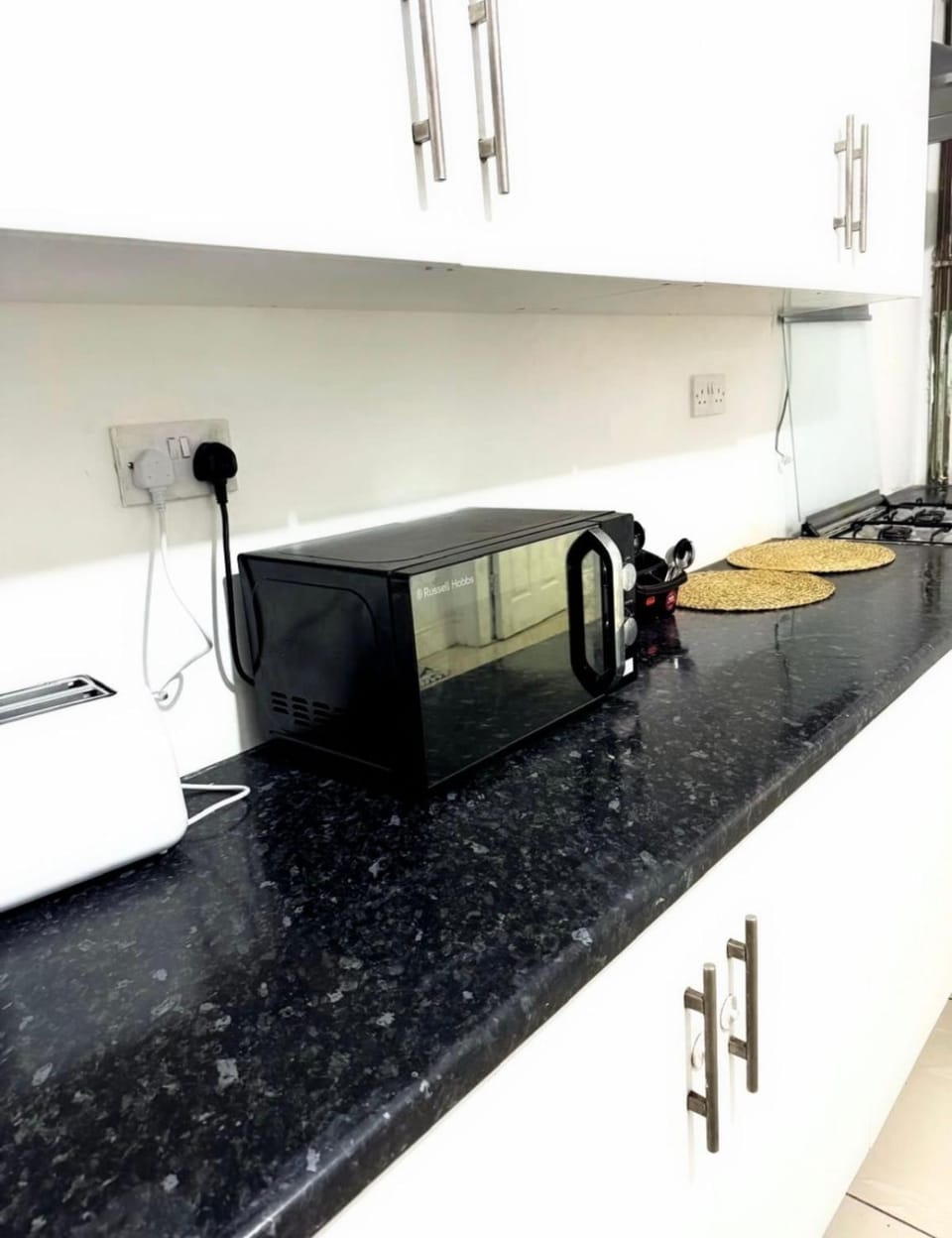 Kitchen or kitchenette, toaster