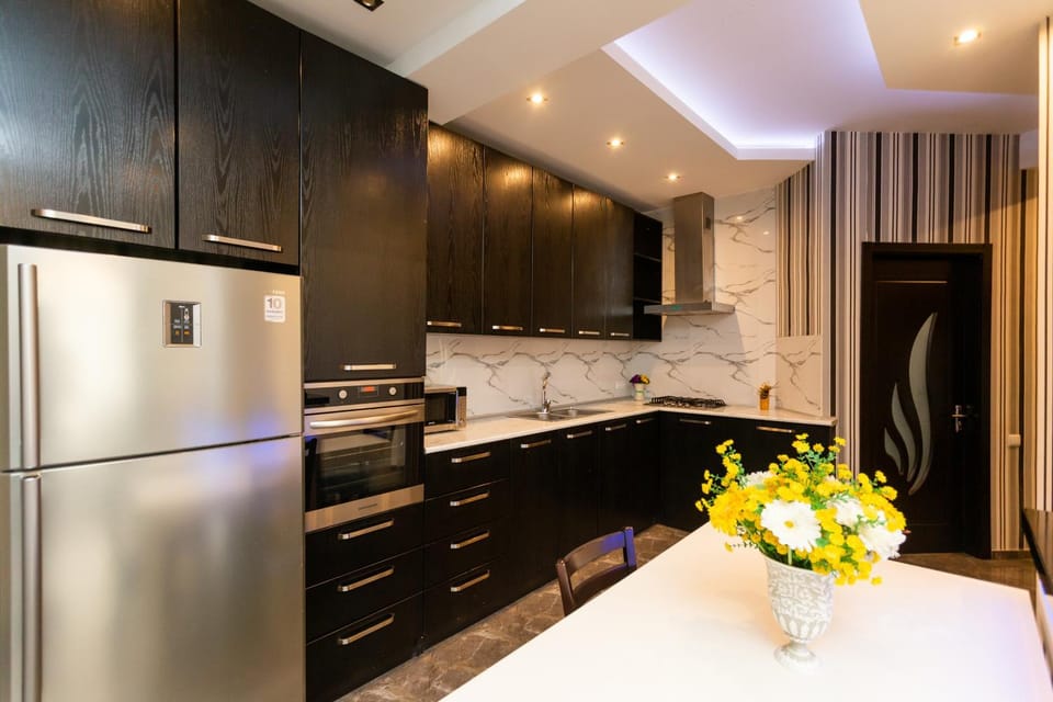 Kitchen or kitchenette, dishwasher, minibar, oven, stove