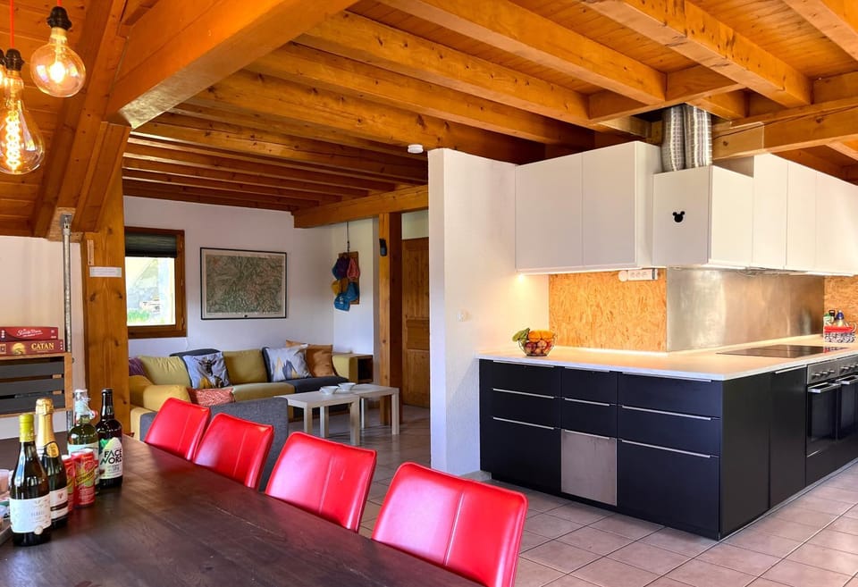 Kitchen or kitchenette, Living room, Seating area, Dining area, oven, stove