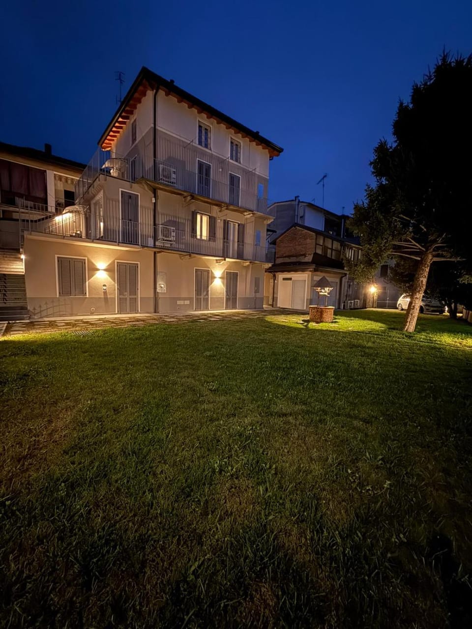 Property building, Night, Garden, Garden, Garden view