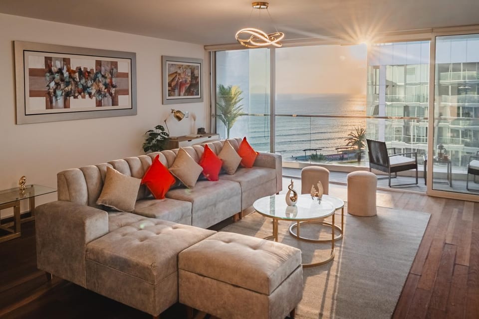Natural landscape, Living room, Seating area, Sea view