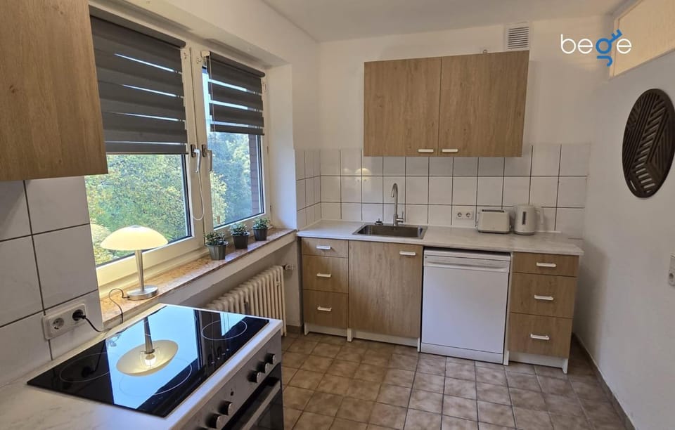 Kitchen or kitchenette, dishwasher, oven, stove
