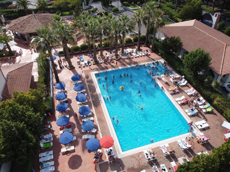 People, Bird's eye view, Swimming pool