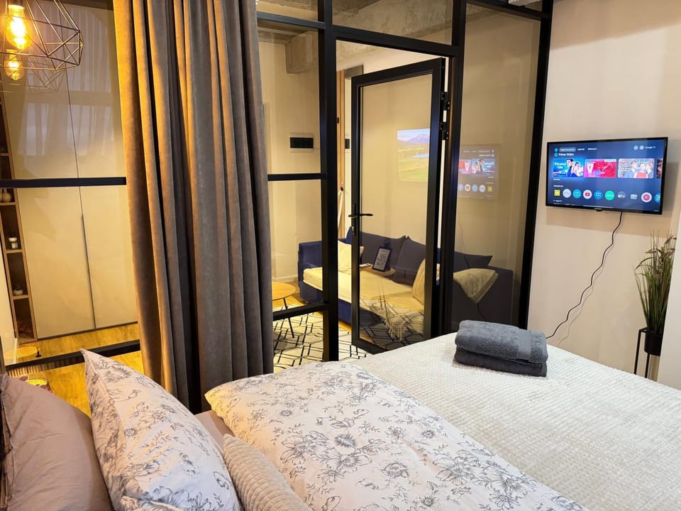 Bed, TV and multimedia, Living room, Bedroom
