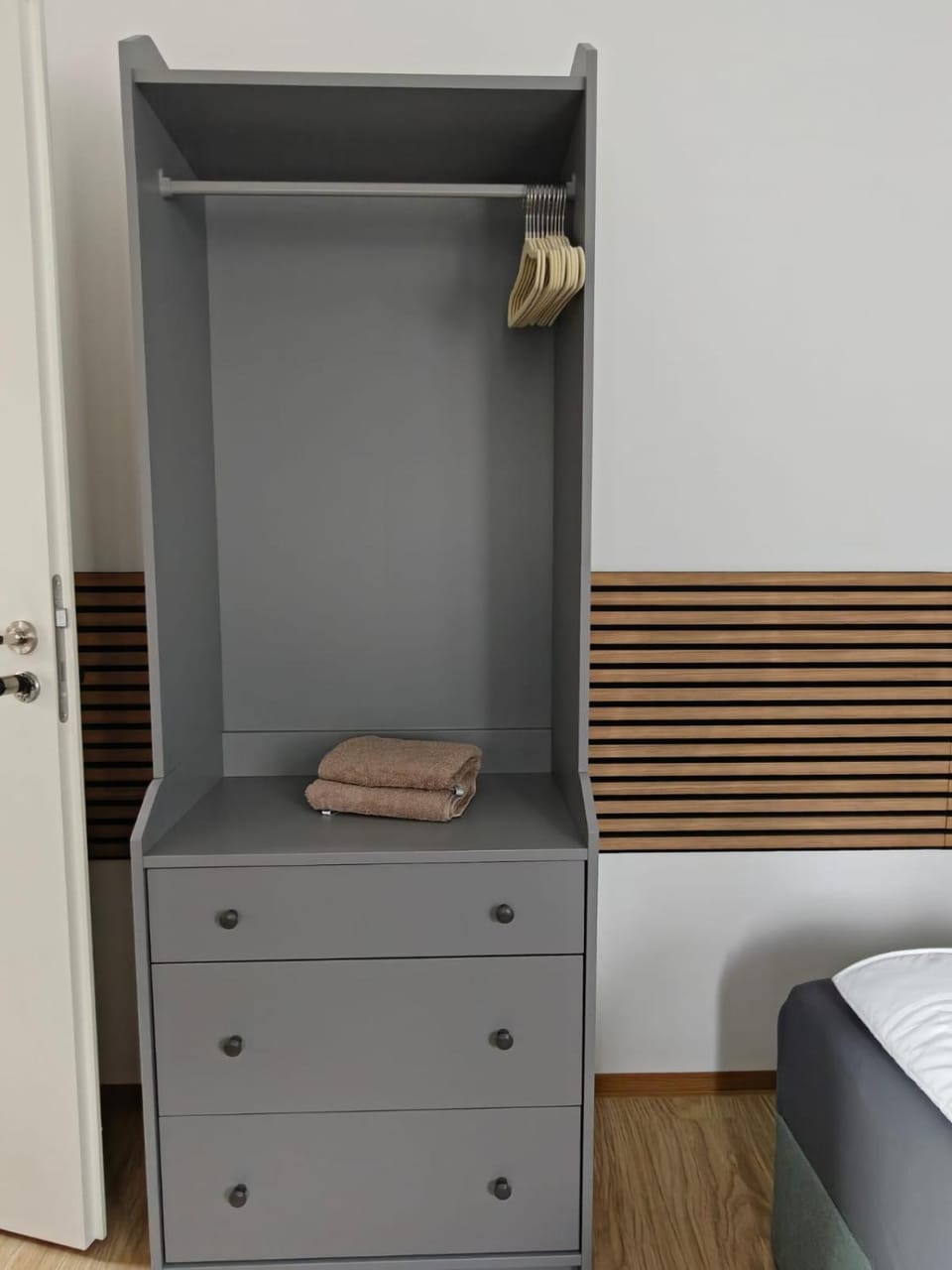 Bed, Photo of the whole room, Bedroom, towels, wardrobe