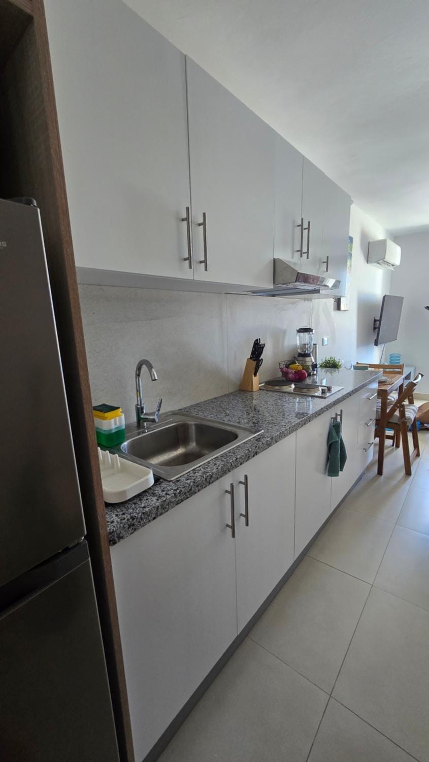 Kitchen or kitchenette, stove