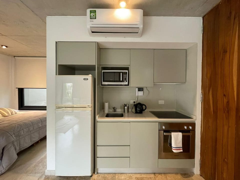 Coffee/tea facilities, Kitchen or kitchenette, oven, toaster, air conditioner