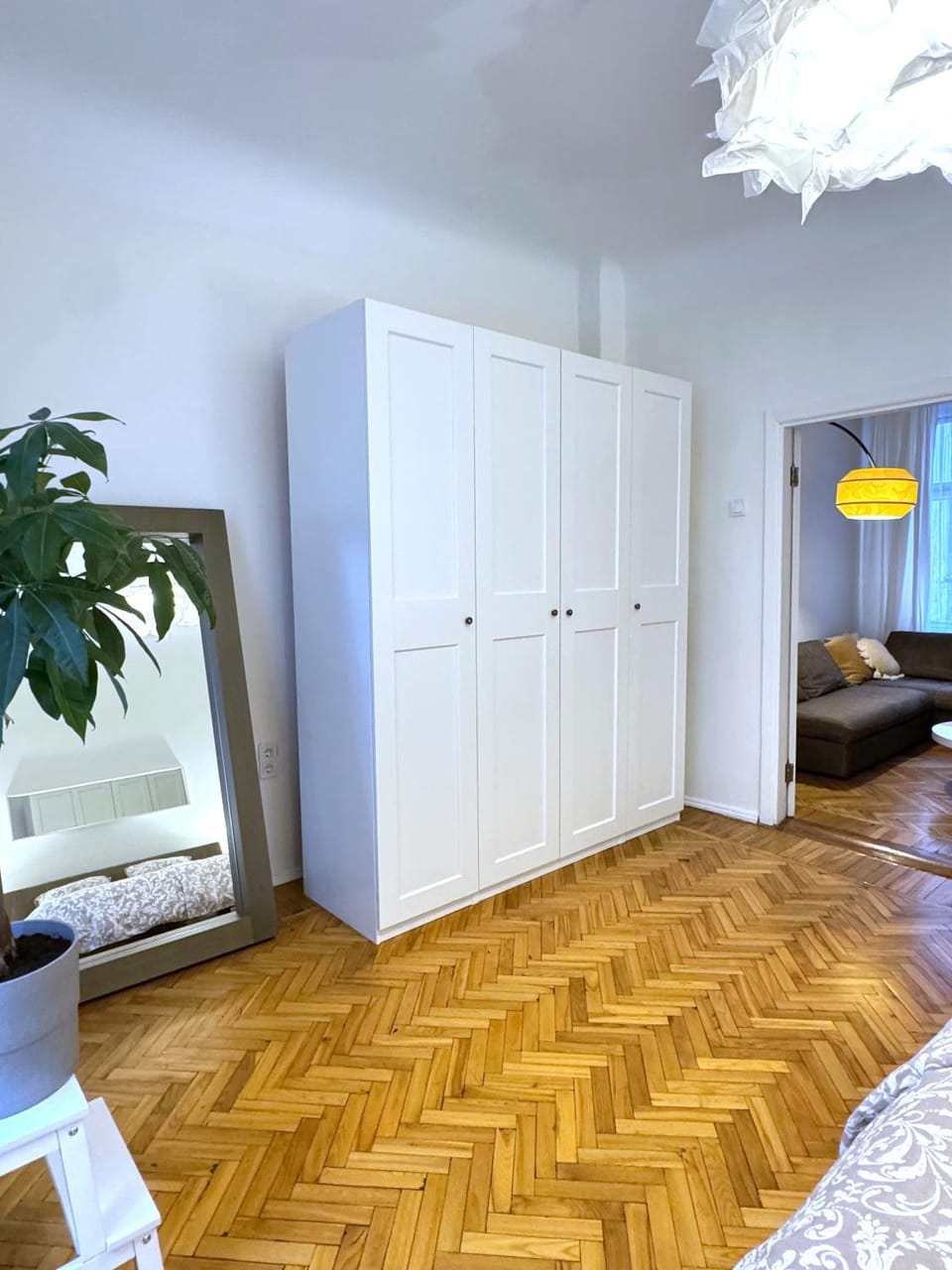 Bedroom, Inner courtyard view, flat iron, wardrobe