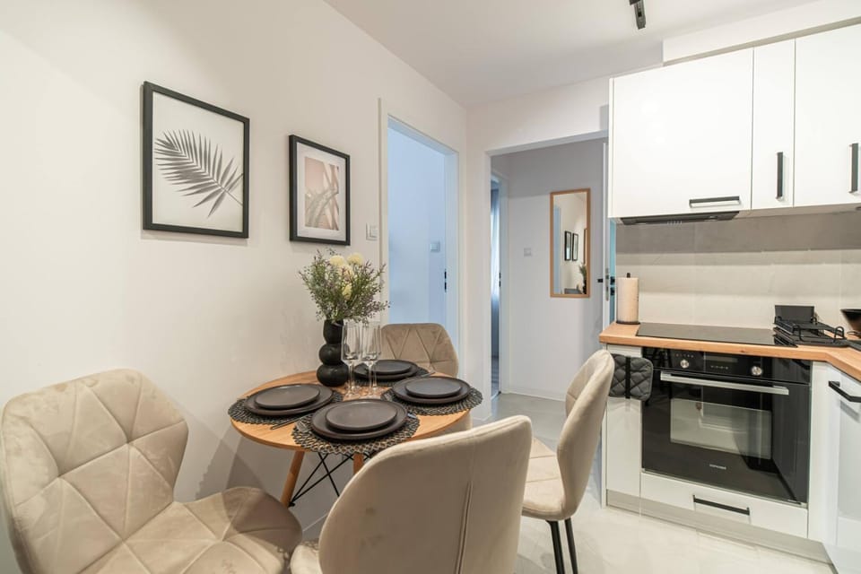 Kitchen or kitchenette, dishwasher, stove, toaster