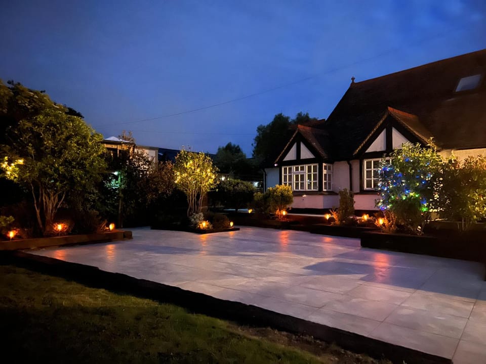 Property building, Night, Garden