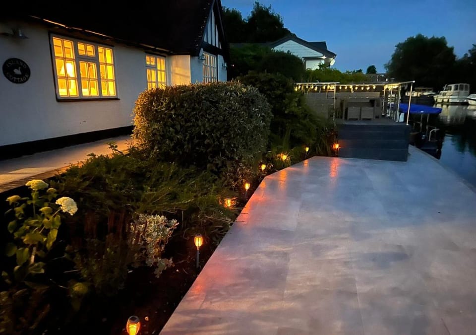 Property building, Night, Garden