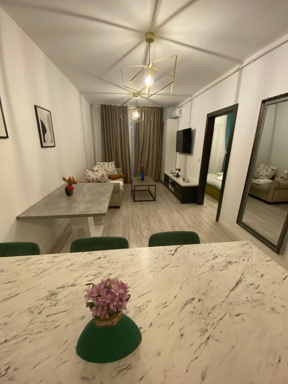 Bed, TV and multimedia, Living room, Photo of the whole room, Seating area, Dining area, Bedroom, fireplace