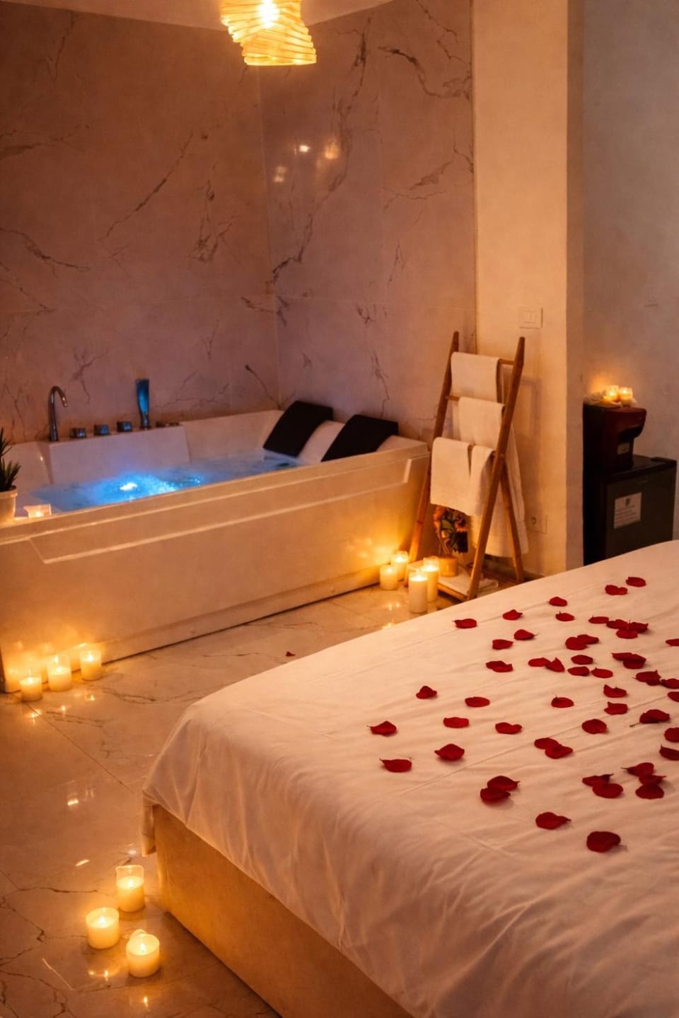 Bed, Hot Tub, Photo of the whole room, towels