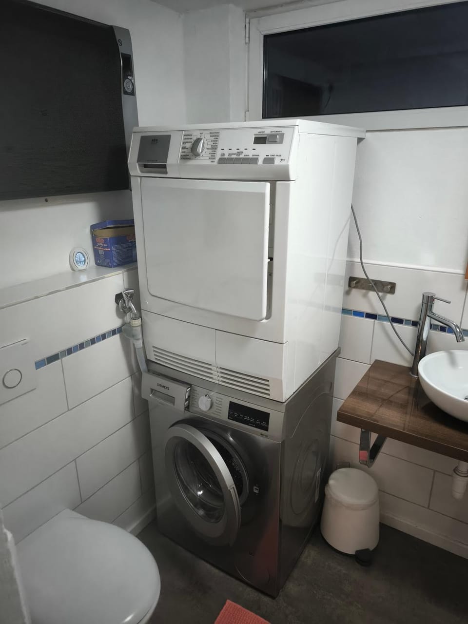 Bathroom, washing machine, dryer