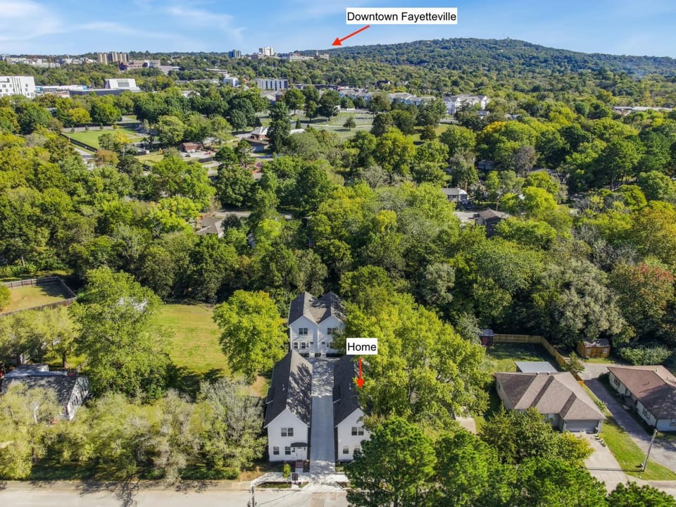The Pearl-Half mi to Baum Walker Field-2 mi to DT House in Fayetteville