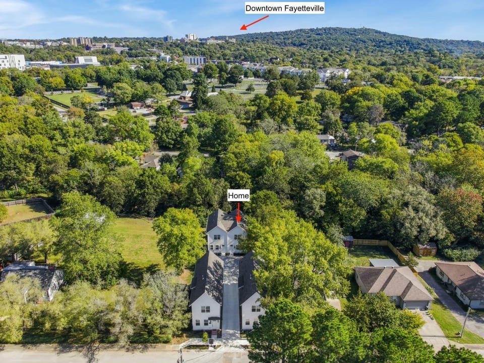 The Crystal-Half mi to Baum Walker field-2 mi to DT House in Fayetteville
