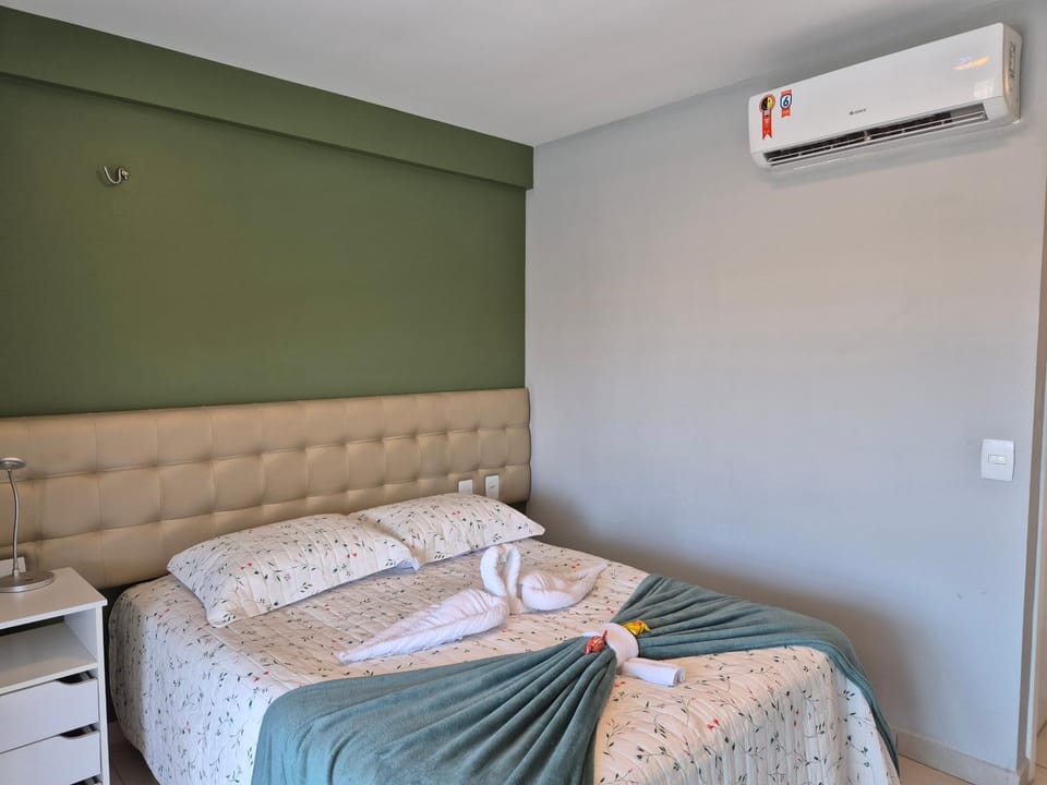 Bed, Photo of the whole room, Bedroom, towels, air conditioner