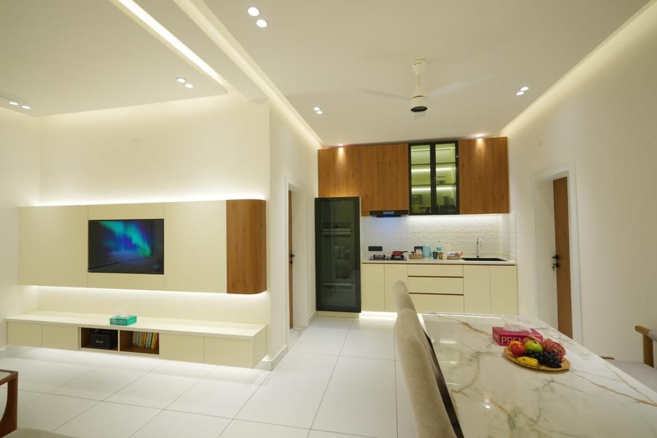 TV and multimedia, Kitchen or kitchenette, Living room, Photo of the whole room, Seating area