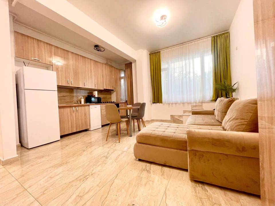 Kitchen or kitchenette, Living room, Seating area, Dining area, dishwasher, oven