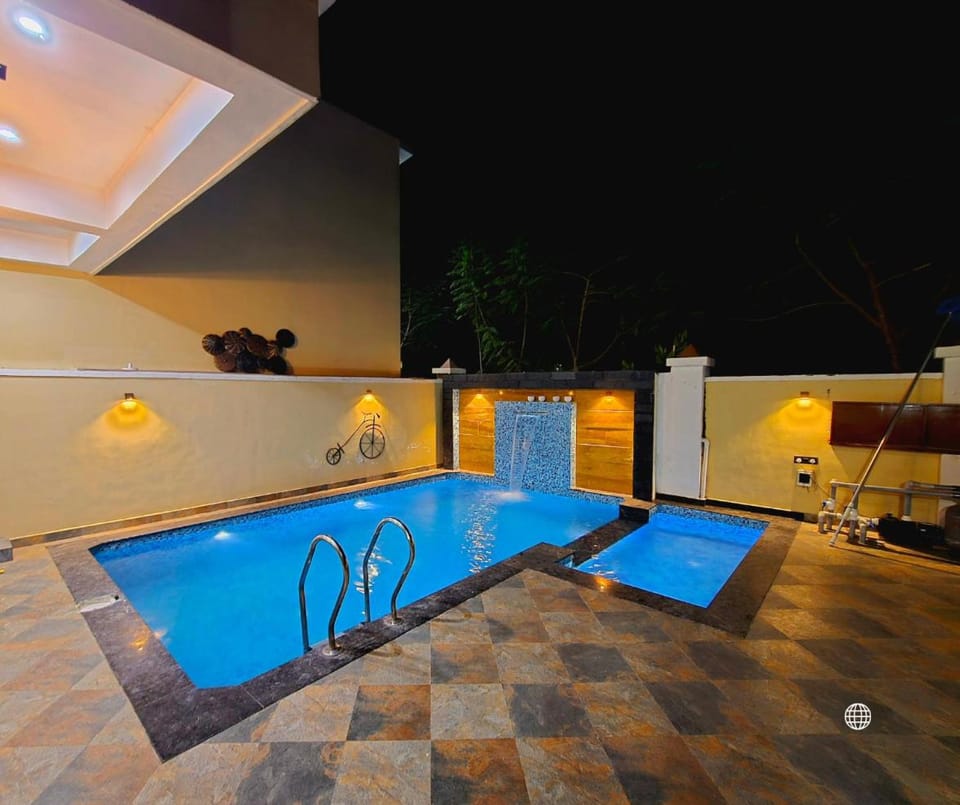 Night, Pool view, Swimming pool
