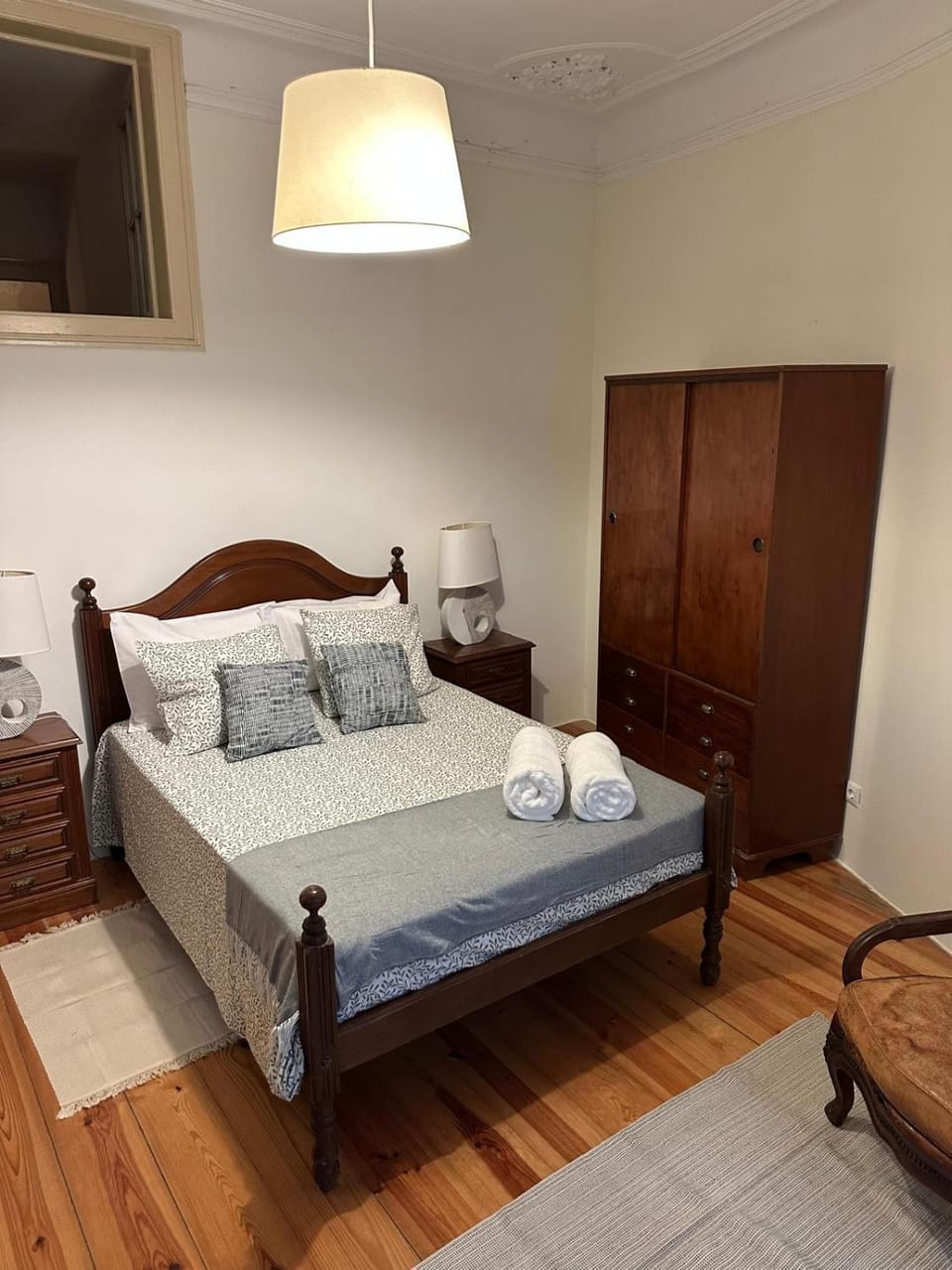 Bed, Photo of the whole room, Bedroom, towels, wardrobe