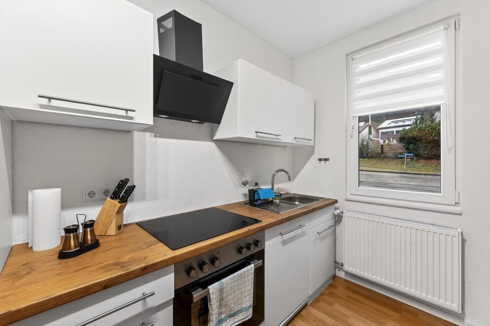 Kitchen or kitchenette, dishwasher, oven, stove