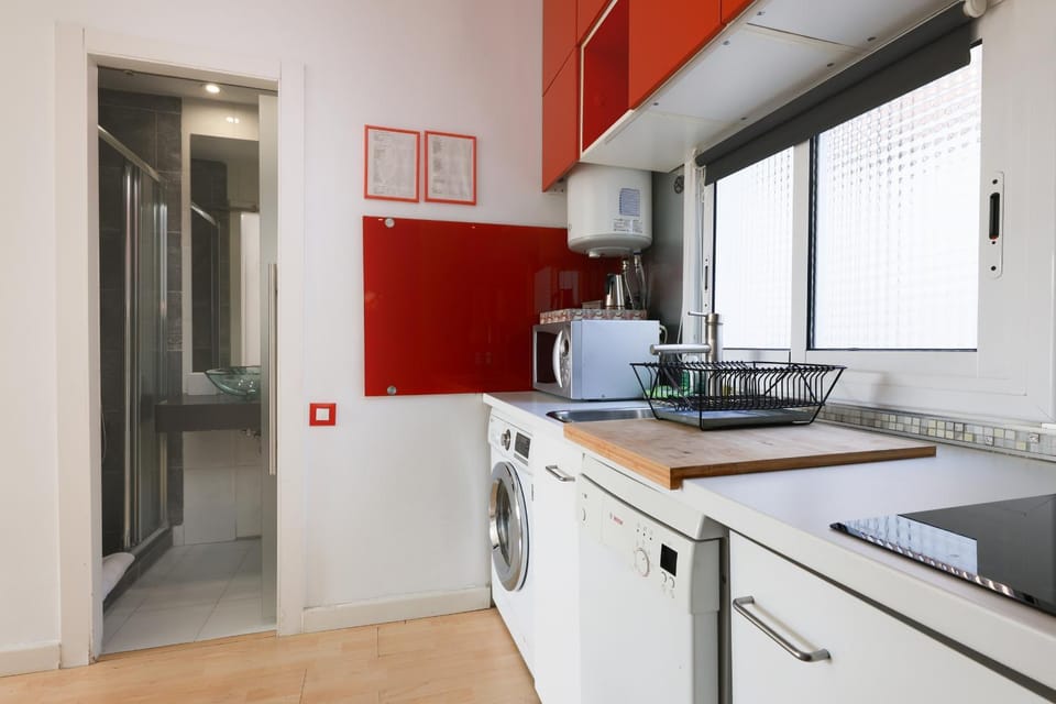 Kitchen or kitchenette, dishwasher, washing machine