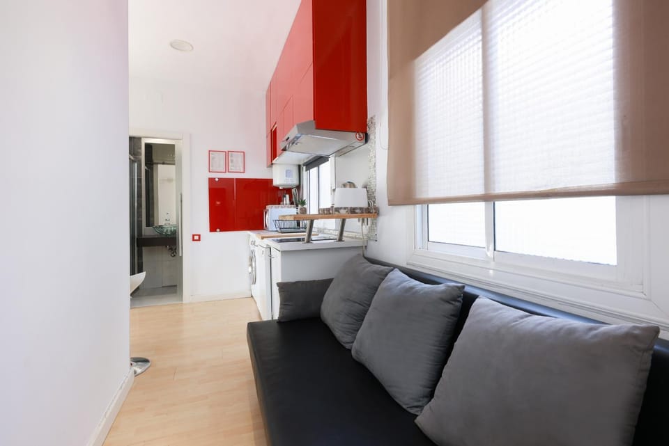 Kitchen or kitchenette, Living room, Seating area