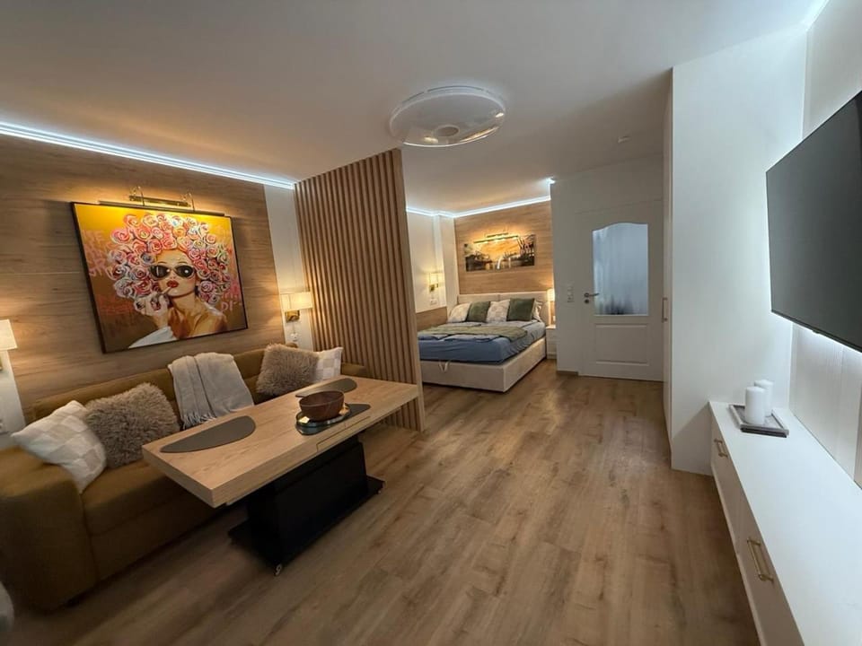 Communal lounge/ TV room, Bed, TV and multimedia, Living room, Photo of the whole room, Seating area, Evening entertainment, Bedroom