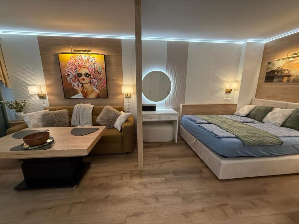 Bed, Living room, Photo of the whole room, Seating area, Bedroom