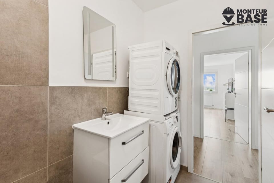 Bathroom, washing machine, dryer