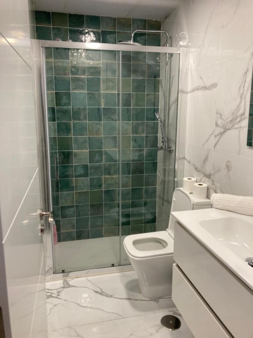 Shower, Toilet, Bathroom, towels