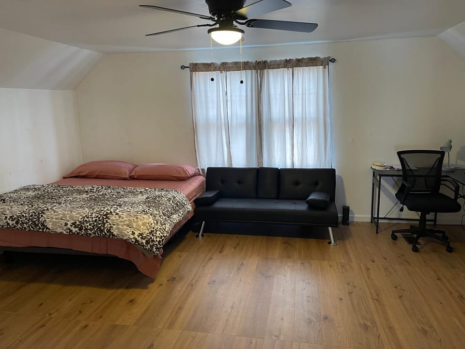 Bed, Living room, Photo of the whole room, Seating area, Bedroom