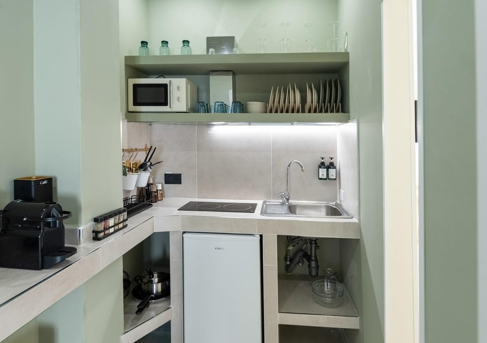 Coffee/tea facilities, Kitchen or kitchenette, stove
