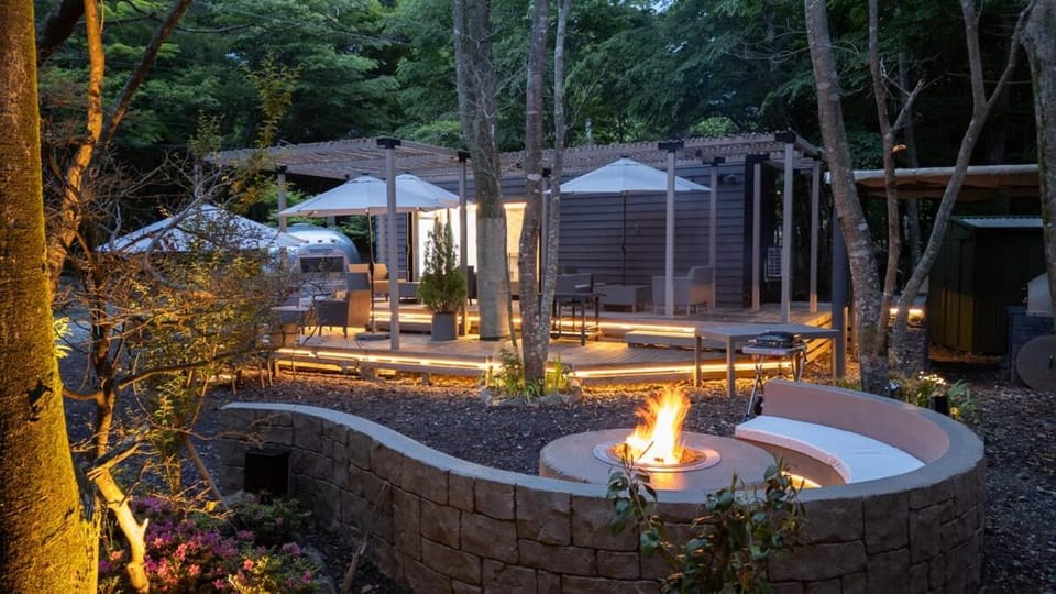 Property building, Night, Garden