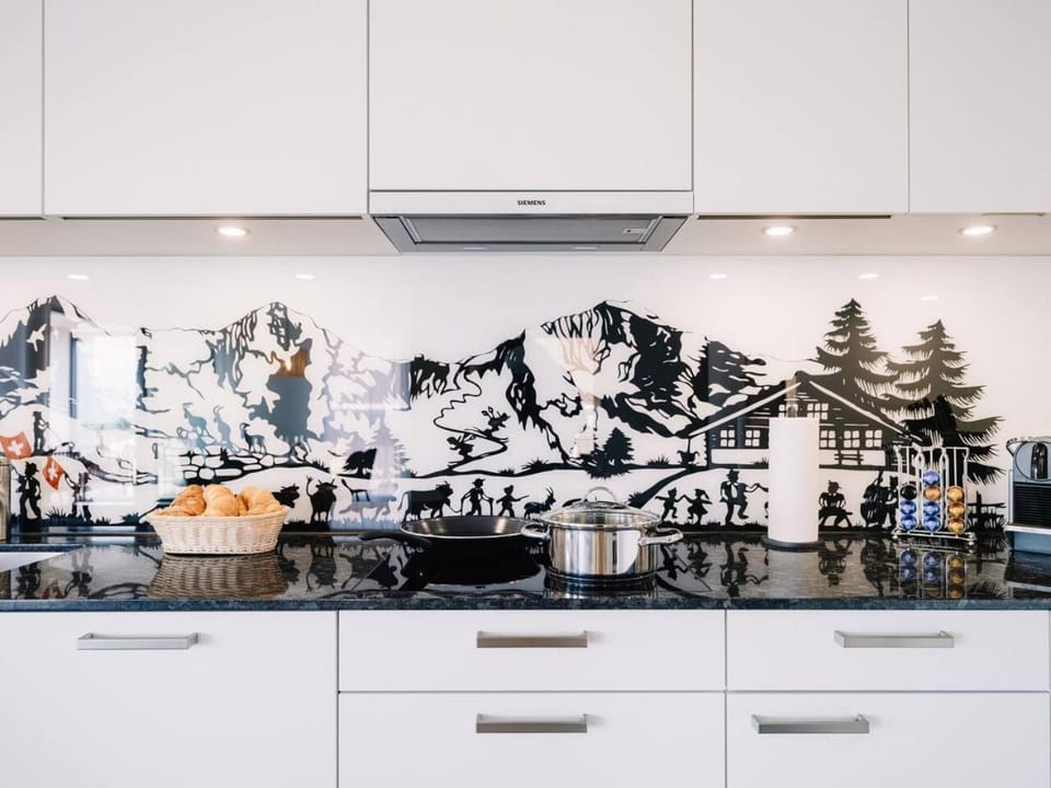 Kitchen or kitchenette, stove