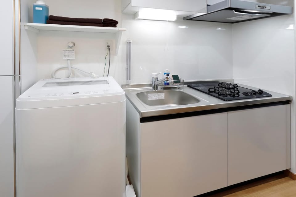 Kitchen or kitchenette, washing machine