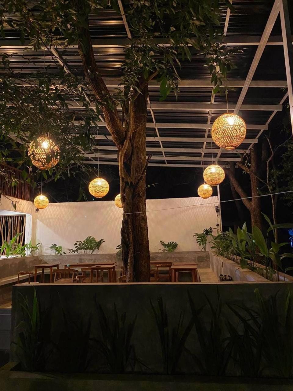 Property building, Restaurant/places to eat, Night, Garden
