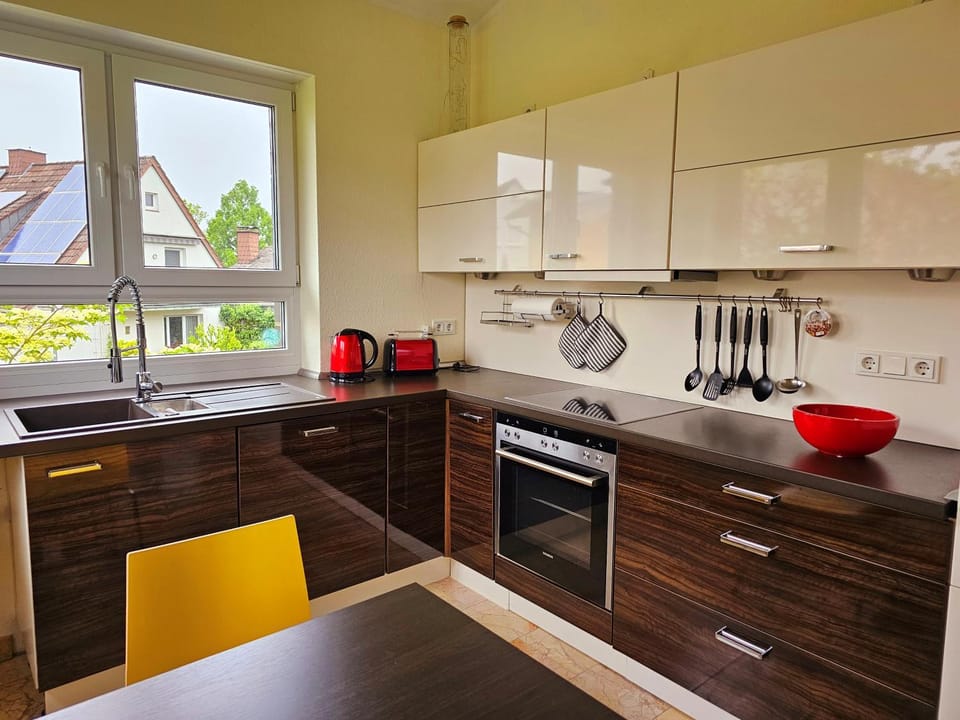 Dining area, dishwasher, stove, toaster
