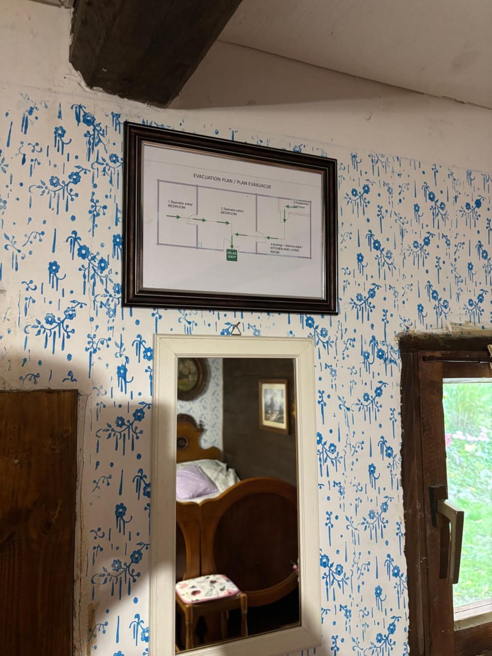 Photo of the whole room, Text overlay
