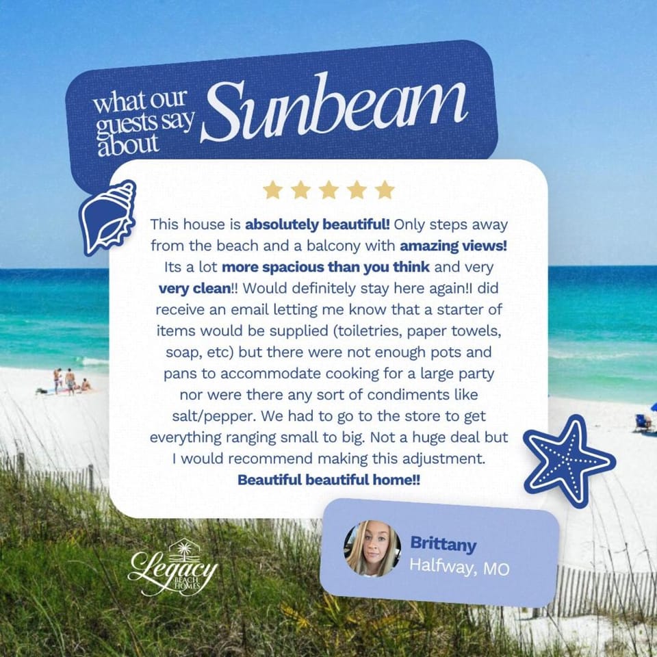 Sunbeam! Sleeps 18! Beach Access! Heated Pool! House in Miramar Beach